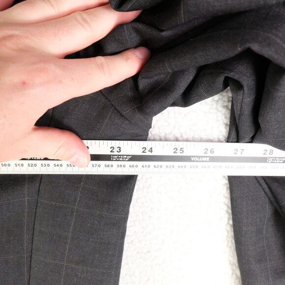 Samuelsohn Blazer Mens 44 Tall Long Gray Plaid Wool Super 100s Sport Coat Jacket - Picture 9 of 16